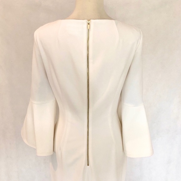 Calvin Klein Ivory Bell Sleeve Sheath Dress - Picture 6 of 8